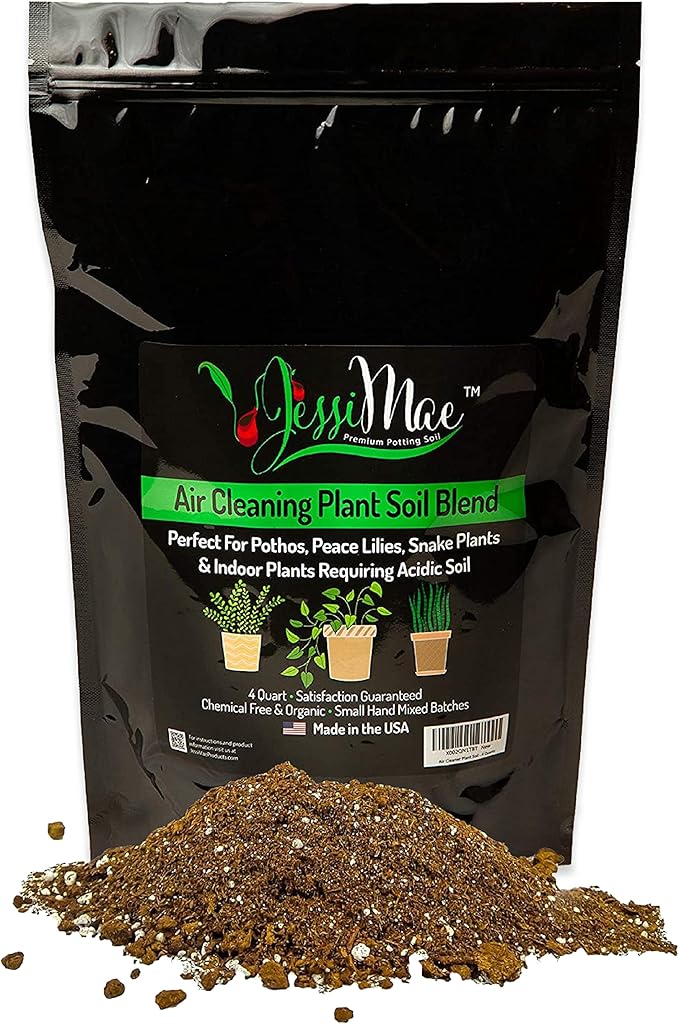 Jessi Mae Slightly Acidic Organic Well-Drained Potting Soil - 4-Quart Bag, Perlite-Enhanced - Soil Mix for Snake Plant & Potting Mix for Peace Lily, Pothos & Parlor Palm