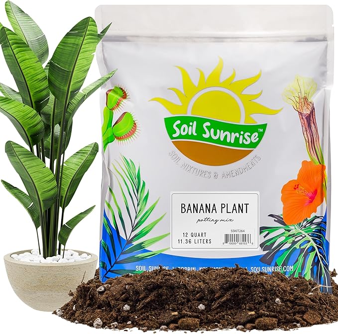 Banana Tree Potting Soil Mix (12 Quarts) – Hand-Blended Indoor/Outdoor Mix for Healthy Banana Plants – Enhances Drainage & Root Support – Made in USA