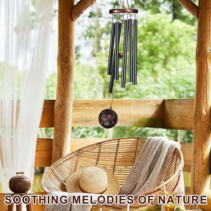 Wind Chimes for Outside, Vintage Hummingbird Deep Tone Wind Chime Outdoor Clearance, Patio Porch Balcony Decoration, Garden Hanging Decor Gifts for Women Mom Grandma (34" Hummingbird)