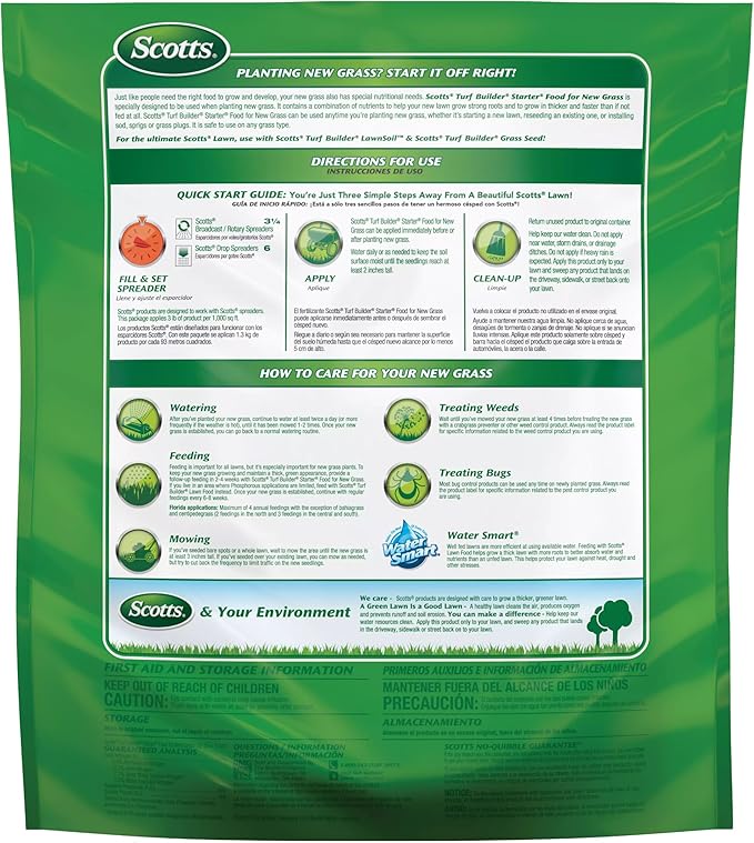 Scotts Turf Builder Starter Fertilizer for New Grass, Use When Planting Seed, 1,000 sq. ft., 3 lbs.