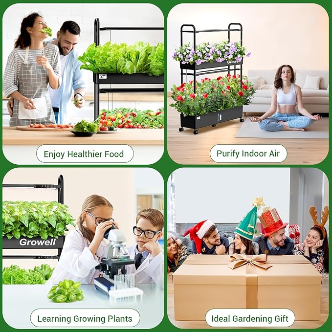 Large Hydroponics Growing System Kit, 60 Pods Vertical Hydroponic Garden with 2 Light Modes Grow Light, Auto Circulating Water System, 32L Indoor Gardening System for Herb Vegetable Fruit