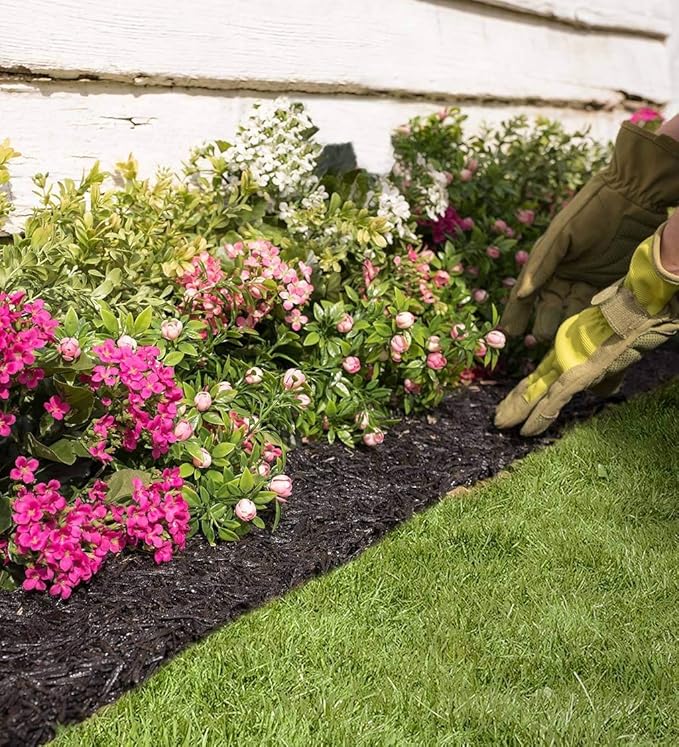 Permanent Mulch Recycled Rubber Border - 10 Feet Long x 4.5 Inches Wide | Weed Deterrent | Easy Install | Scatter-Proof | Landscaping | Paths | Eco-Friendly Design