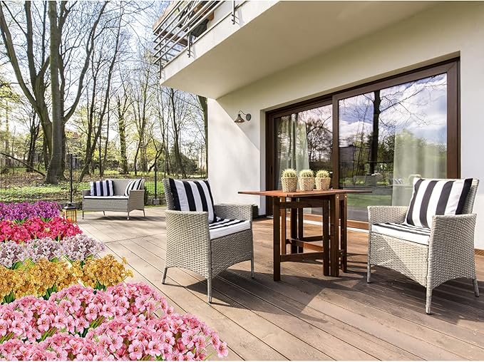 AmyHomie 20 Bundles Artificial Flowers for Outdoor Outside Spring Summer Decoration UV Resistant Faux Flowers No Fade Fake Plastic Plants Garden Porch Window Box Decorating (Purple)