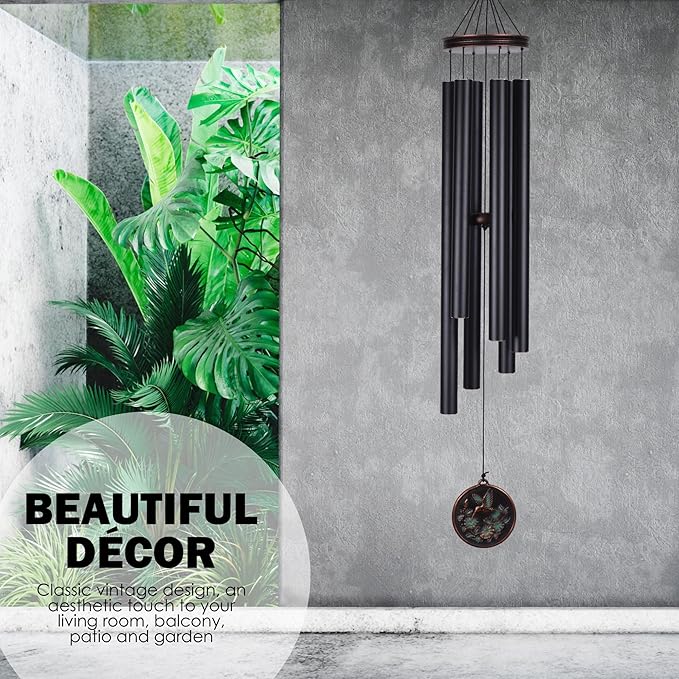Vanquer Large Wind Chimes for Outside Deep Tone - 46'' Wind Chimes Outdoor Clearance, Windchimes Outdoors, Hummingbird Wind Chime,Sympathy Gift, Patio, Home Décor, Vintage Black (46" Hummingbird)