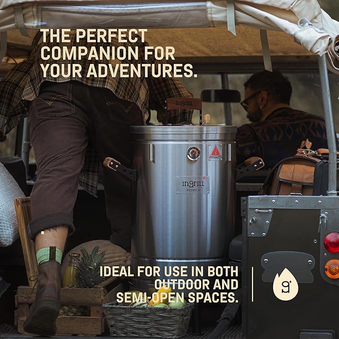 Charcoal Grills - 12 lbs Stainless Steel Smoker Grill 3-in-1 for Cooking & Home BBQ - Portable Vertical Smoker Barrel for Outdoor Grilling & Camping - Meat Grill with Thermometer & Accessories