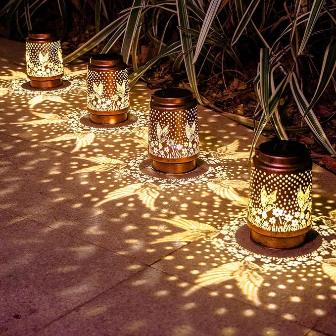 Hummingbird Birthday Gifts for Women Mom Grandma Solar Lanterns Outdoor Waterproof Garden Decor Metal Hanging LED Decorative Light for Patio Yard Lawn Backyard Front Porch Gardening Gifts