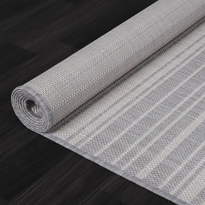 Stripe Outdoor Rug 6x9 Washable Outside Carpet for Indoor Patio Porch Waterproof Easy Cleaning Non Shedding Area Rugs Gray 6 x 9