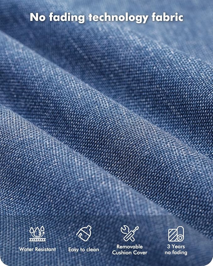 8-Piece Wicker Patio Furniture Set, All-Weather Rattan Conversation Bistro Loveseat Chair and Patio Rockers Set for Backyard, Balcony and Deck with Soft Cushions and Metal Table(Blue)