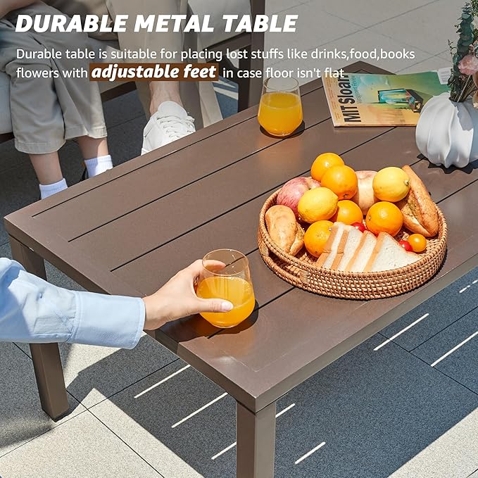 NATURAL EXPRESSIONS Patio Furniture Sets, 4 Pieces Outdoor Furniture Modern Metal Patio Sectional Sofa Conversation Set,2 Motion Rocking Chairs,6.5" Olefin Cushions for Yard,Porch,Poolside