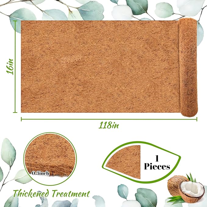 Riare 1 Pack 16 × 118 Inch No-Slip Ice and Snow Carpet Mats- Natural Coconut Fiber Carpet Anti-Slip Coir Mat for Winter Walkways Front Door Stairs Porch Outdoor Garden Patio Safe &Stable Walking