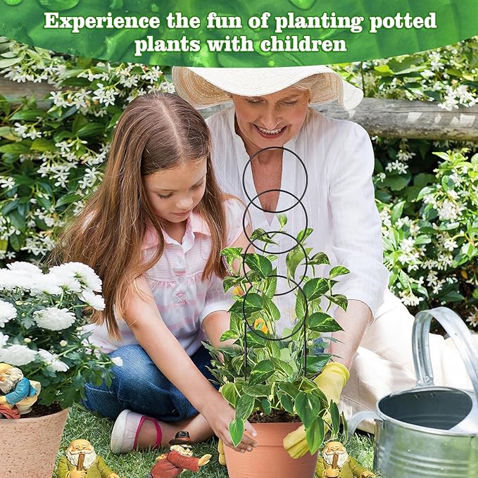 23Inch Outdoor Plant Trellis for Climbing Plants, Metal Garden Trellis for Potted Plants,Plant Stakes for Indoor Plants Accessories Hoya,Flower,Plant Support,Plant Gifts (23Inch-Circular)