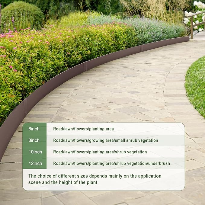 Metal Landscape Edging Kit - 6PCS 40" L x 8" H Each (20ft Total) Galvanized Bendable Garden Edging for Lawn Yard- No-Dig Hammer-in Heavy Duty Metal Edging Border with 6 Clips