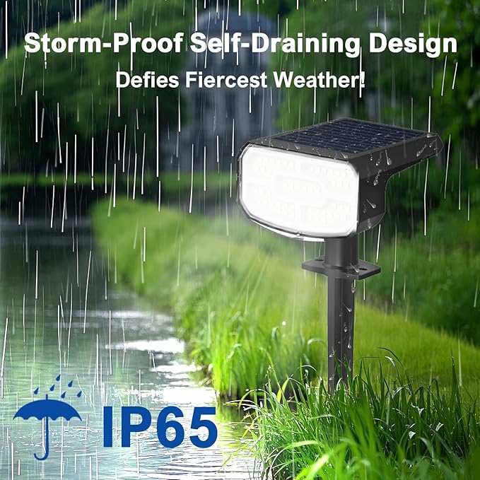 Solar Lights Outdoor Waterproof IP65, Super Bright LED, 2CCT 4 Lighting Modes 3000K/6500K Selectable, Solar Powered Yard Garden Solar Spot Lights for Outside Landscape Auto On/Off -8 Pack