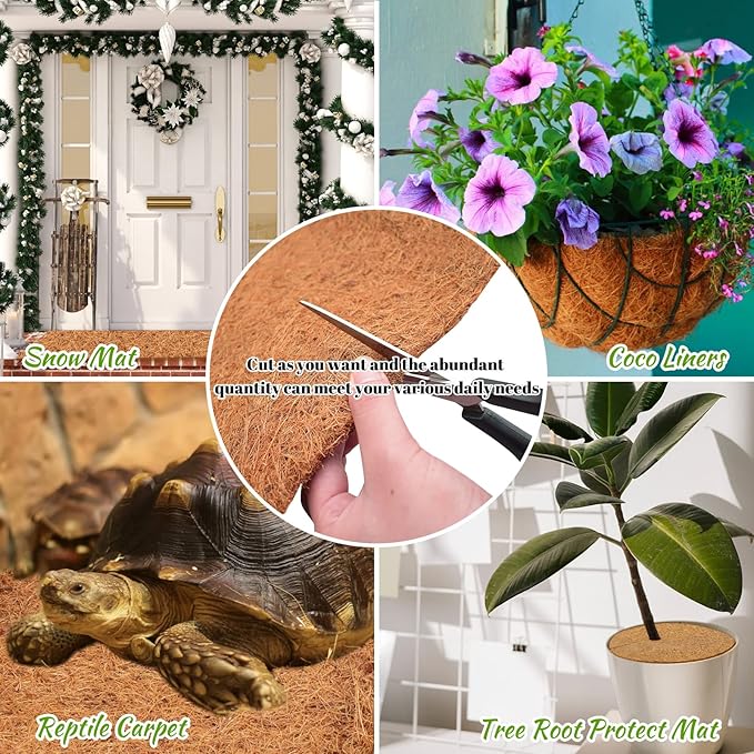 Riare 1 Pack 16 × 118 Inch No-Slip Ice and Snow Carpet Mats- Natural Coconut Fiber Carpet Anti-Slip Coir Mat for Winter Walkways Front Door Stairs Porch Outdoor Garden Patio Safe &Stable Walking