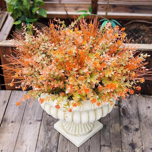 20 Pcs Artificial Fall Flowers Outdoor UV Resistant Plastic Flowers No Fade Faux Plants for Outside Window Box Garden Autumn Home Fall Decor