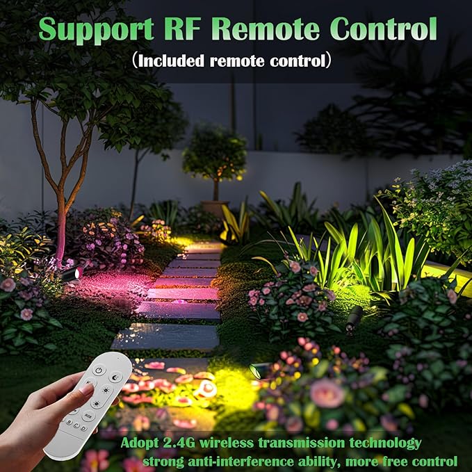 RGB Landscape Lighting, Smart Low Voltage Landscape Lighting Kit with Color Changing, 4 Pack 12 Volt Landscape Lights, Outdoor Spot Lights for Yard Garden Lighting,Remote/APP/Voice Control.