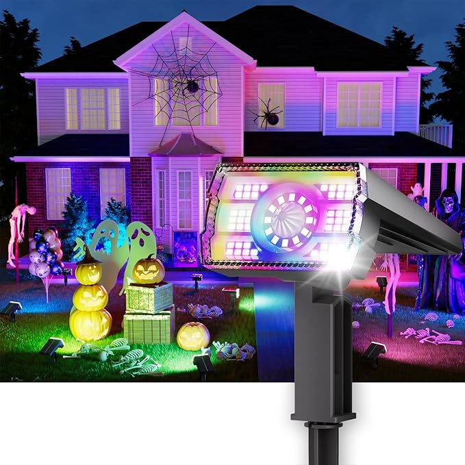 1-Pack Solar Color Changing Lights Outdoor Waterproof,6 Dynamic Hues&2 Modes IP67 Weatherproof,105° Adjustable Solar Spotlights for Pathway/Garden/Patio/Backyard Decor,Dusk to Dawn Auto On/Off