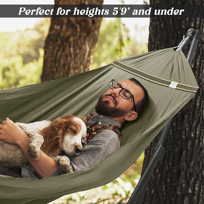 Tranquillo Uniki Collapsible Hammock Stand, Folding Camping Hammock and Stand, 550 lbs Capacity, Heavy Duty Folding Hammock for Indoor Outdoor, Quickly Assembly, Sage