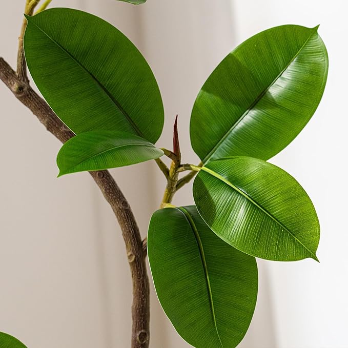 4.6ft Artificial Rubber Tree Faux Plants Indoor Faux Floor Artificial Trees Indoor,Fake Plant Fake Tropical Plants,Large Floor,Real Touch Rubber Tree for Home Decor