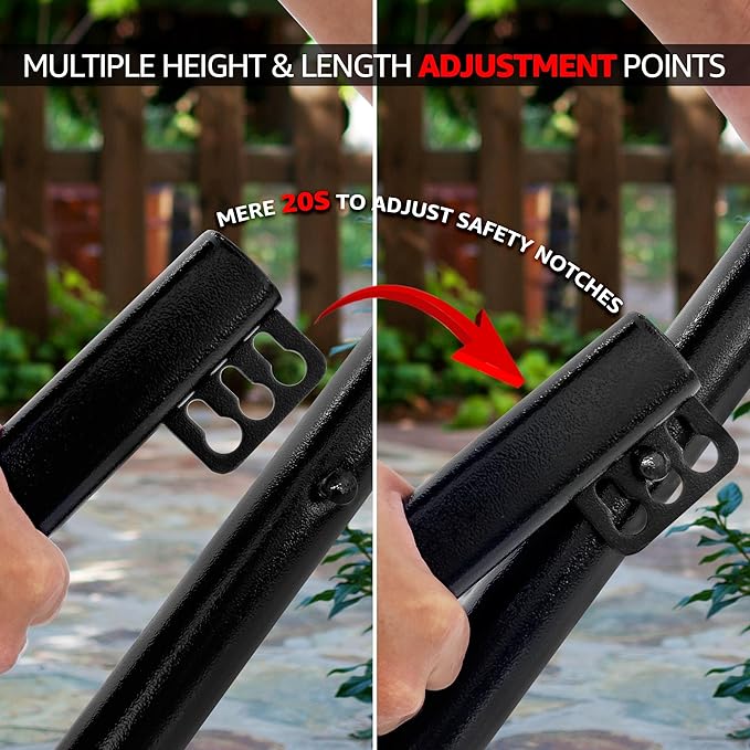 Tranquillo Unity Adjustable Hammock Stand, 800 lbs Capacity Steel Double Hammock Stand for 2 Persons, Premium Pre-Assembled Stand for Indoor Outdoor, Frame Black