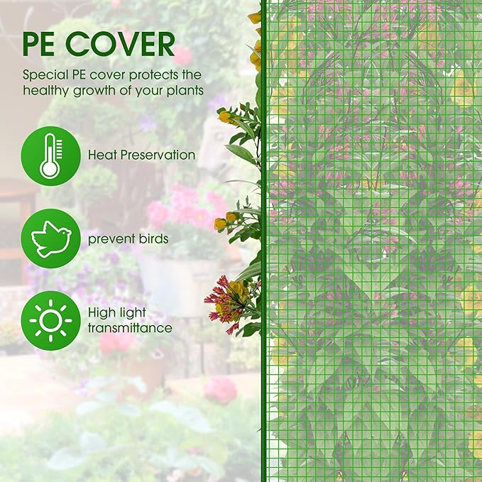 Onelike 48'' x 16'' x 55.5'' Plastic Raised Garden Bed with Greenhouse Cover and Trellis, Vertical Tomato Planters for Climbing Plants, Self Watering System Tomatoes Cage for Patio,Black,Large