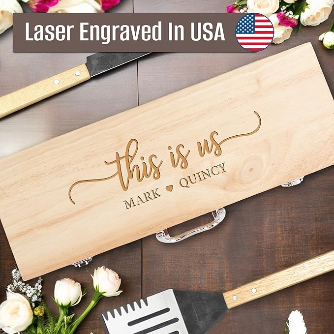 Personalized Wedding Gifts, 11 Pcs Stainless Steel Barbecue Grilling Accessories, Customized BBQ Wedding Gifts, Wedding Gifts For Couple & Newlyweds, Wedding Gift Ideas, Custom Wedding Gift, BBQ Tools