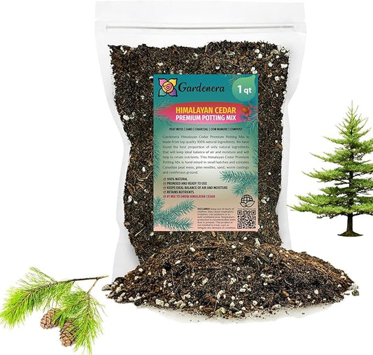 Gardenera Premium Himalayan Cedar Potting Soil Mix - Perfect Balance of Nutrients, Drainage, and Aeration for Healthy Cedar Trees - 1 Quart