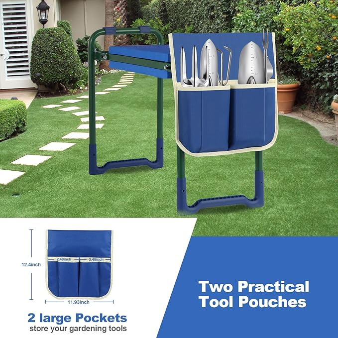 sancat Garden Kneeler and Seat with Thicker and Wider Soft Kneeling Pad,Foldable Heavy Duty Durable Garden Stool with Tool Bag, Portable Garden Bench,Gardening Gift for Women and Men sennior
