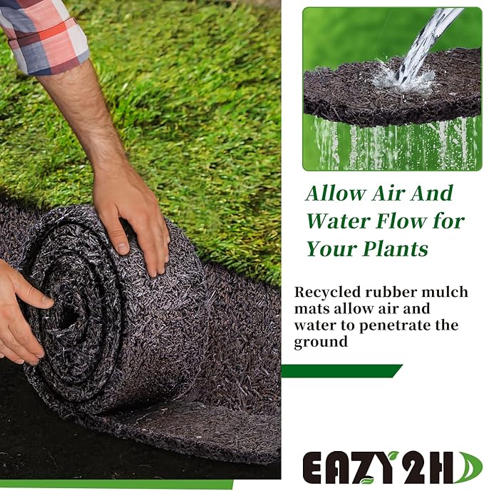 Black Rubber Mulch for Landscaping 120in L x 4.5in W Recycled Garden Edging Border Mat Natural Looking Permanent Garden Mulch Barrier for Plants Vegetables & Flowers 15 U-Shaped Steel Stakes