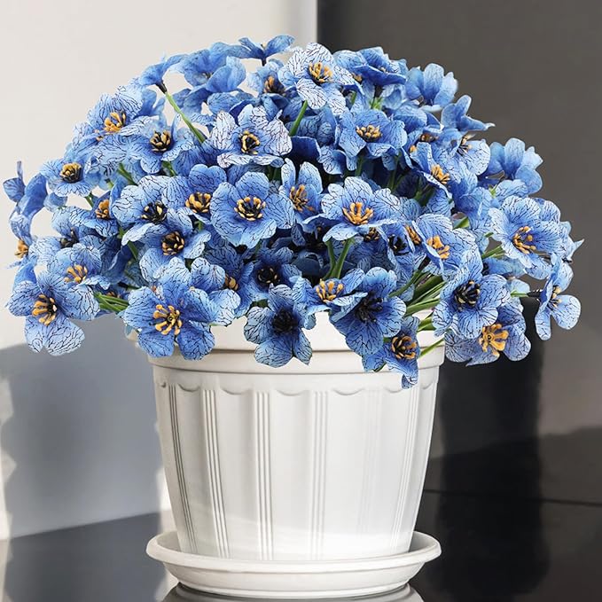 16pcs Outdoor Artificial Flowers UV Resistant Fake Flowers Bulk Artificial Flowers for Decoration Faux Silk Flowers for Garden Porch Window Box Hanging Planter Decorating