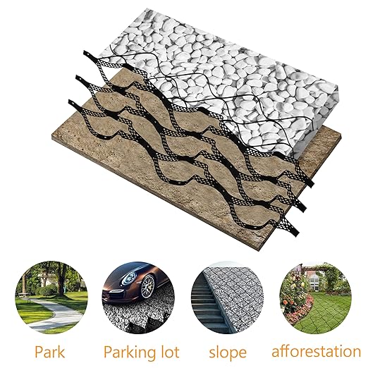Sunnyglade 2" Thick Ground Grid 13.6 x 4 FT, Gravel Retainer 1880 LBS Per Sq ft, Geo Grid Driveway Stabilization for DIY Patio Walkway Driving RV Parking Slopes and Garden (Black, 4 x 13.6 FT)