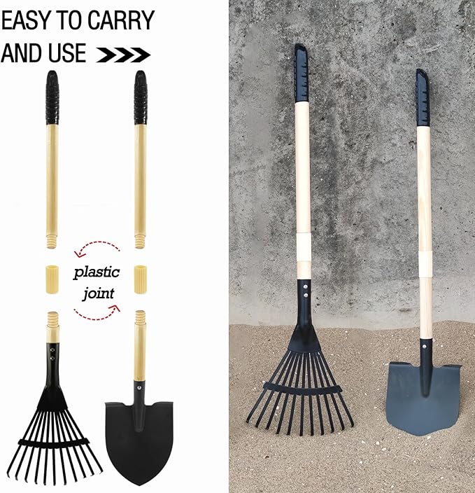 Kids Wagon with Beach and Garden Tools Set, Kids Shovel for Digging, Rake, 8PCS Gardening Outdoor Toys for Ages 3-4