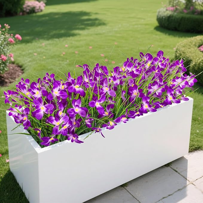 Ouddy Decor 12 Bundles Artificial Flowers for Outdoors Decoration, Fake Freesia Silk Flowers UV Resistant Artificial Plants for Summer Indoor Outside Garden Wedding Farmhouse Porch Home Decor, Fuchsia