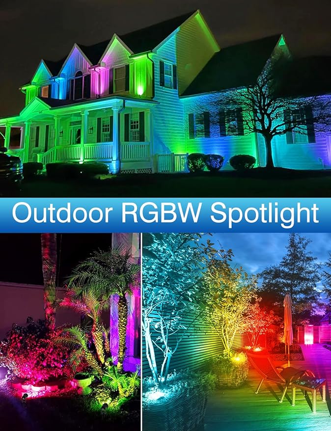 Halloween RGB Spot Lights Outdoor, Color Changing LED Landscape Lights with Remote Control IP65 Waterproof Landscape Lighting with Plug for Yard Tree Path Garden Decorative, 6 Pack