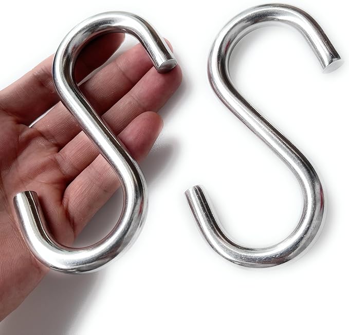 Heavy Duty S Hooks for Hanging Hammock Stand Chair, Porch Swing, 4.5 Inch 304 Stainless Steel Large S Shape Hook