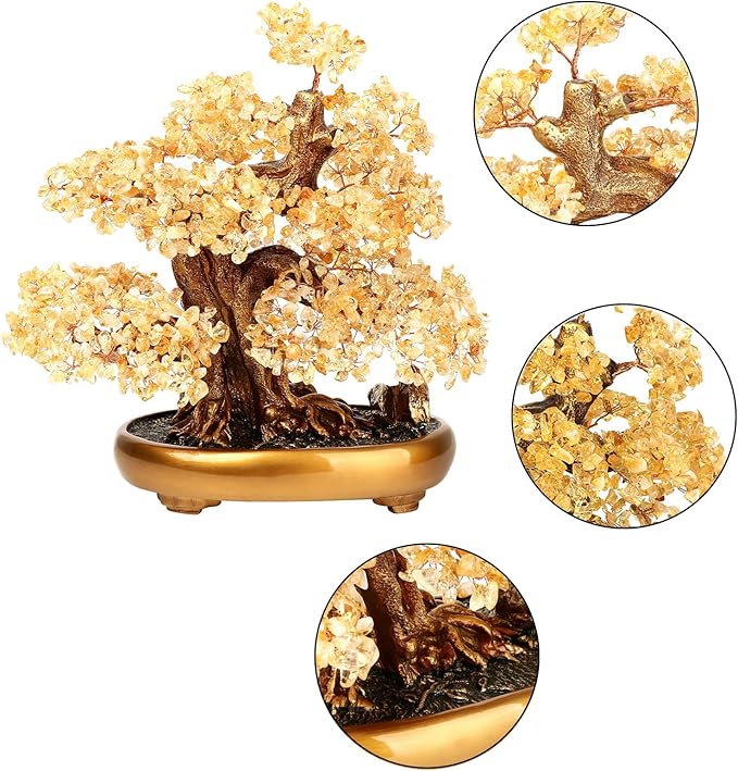 Natural Tree of Life (1,251 Gemone unt) Cryal Tree with Healing Properties - Bonsai Feng Shui Money Tree for Healing and Luck (Citrine),One Size