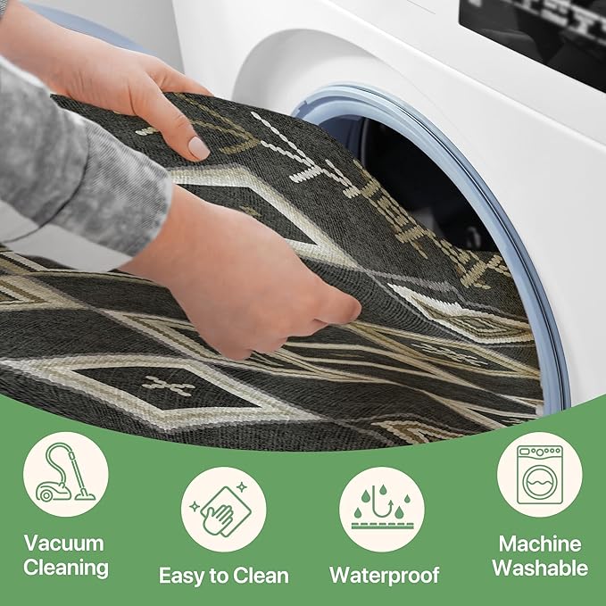 GENIMO Outdoor Rug for Patio Clearance, 8'x10' Reversible Plastic Straw Rugs, Lightweight Waterproof RV Camping Mat for Camper, Balcony, Deck, Backyard, Picnic, BlackBrown