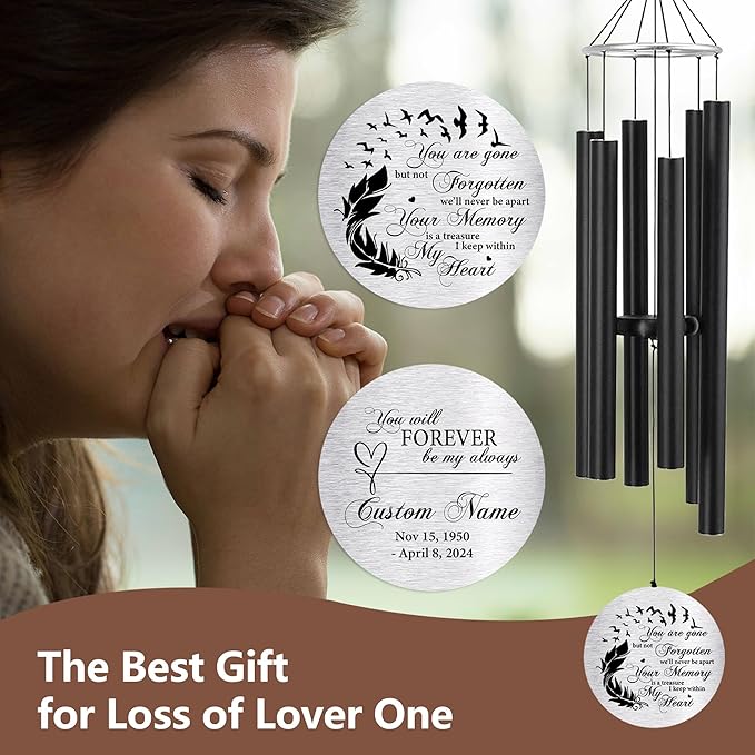 Personalized 36" Bereavement Wind Chimes for Outside, Memorial Gift in Remembrance of a Loved One, Sympathy Gift for Loss of Mother Father Husband, Garden Patio Decor