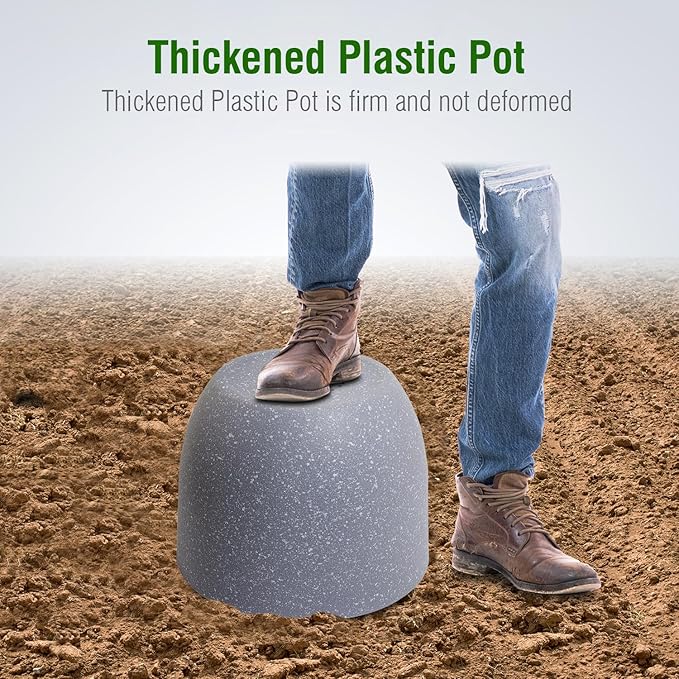 Modern Plant Pots Set, 9/8/7.5 inch Plastic Planters for Indoor Plants, Stylish Flower Pots with Drainage Holes and Saucers for House Plants and Flowers, Grey Speckles