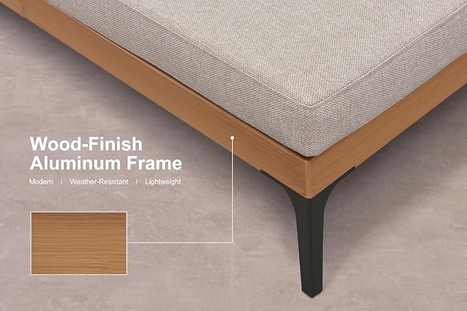 PURPLE LEAF Outdoor 3 Seater Wicker Sofa 82" Patio Couch with Tables Modern Aluminum Sofa Couch for Backyard Porch Apartment Living Room Bedroom, Cushions Included