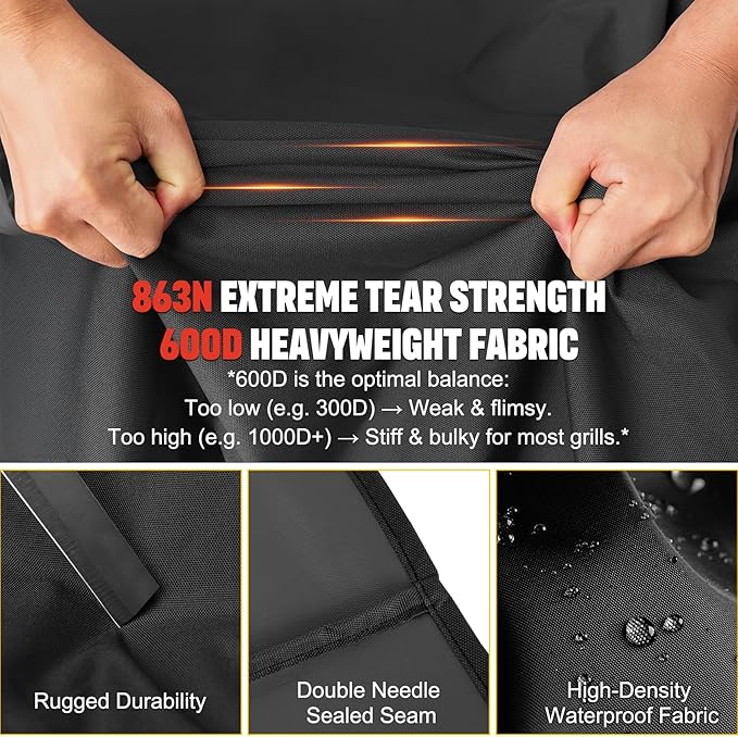 Heavy Duty Full-Length BAC776 Grill Cover with Side Zipper, Compatible with Traeger Woodridge Pro Cover BAC776 Woodridge Elite Grill Cover, 600D All Weather Grill Accessory