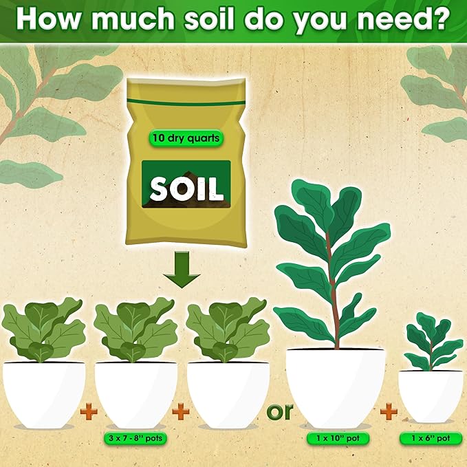 DUSPRO Recycle Fiddle Leaf Fig Soil Specialized for Fiddle Leaf Fig Plant Indoor 5-in-1 Pre-Mixed with Coco Coir, Coconut Fiber, Perlite, Pumice, Pine Bark Ready-to-Use Handmade Mix Drainage 10 QRT