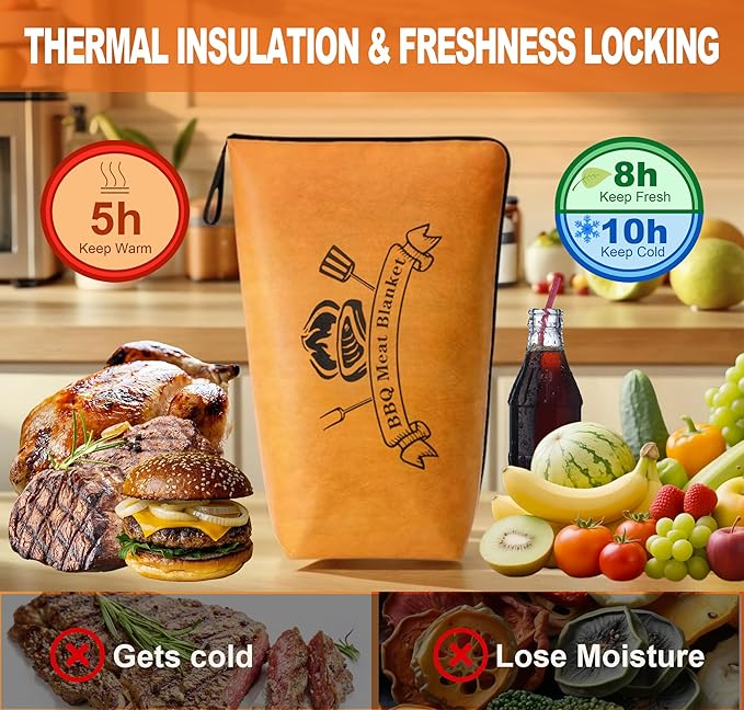 BBQ Blanket for Resting Meat, Heavy-Duty Waterproof Smoker Blanket for Briskets Pork Shoulders Turkey, to Keep Juicy & Tender, Reusable Portable for Grilling Smoking Camping (15in)