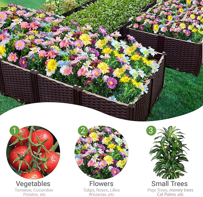 Raised Planter Box with Legs Raised Garden Bed Outdoor Planter Raised Beds Plastic for Flower Vegetable Tomato Herb for Patio Greenhouse Porch Garden Outside