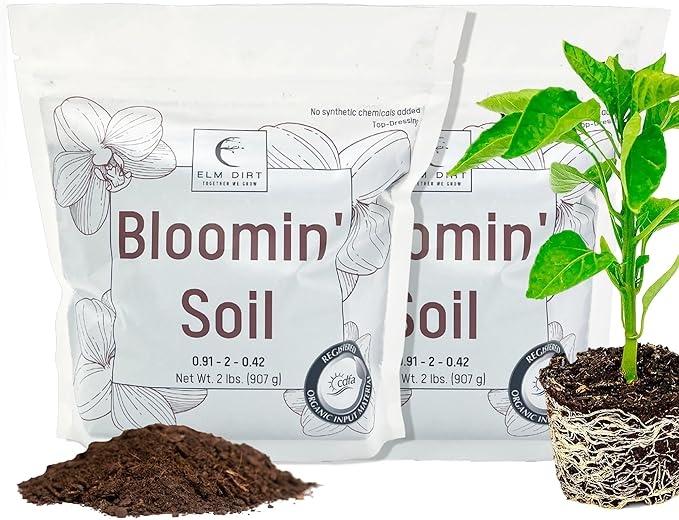Elm Dirt Premium Bloom Soil - 100% Organic for Outdoor & Indoor Plants | Enhancer for Plant Growth & Healthy Nutrients - Big Bloom Activator, 4 lbs