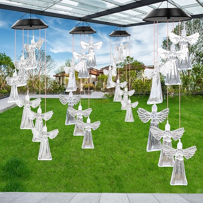 Solar Wind Chimes Outdoor Color Changing Lights, Gift for Women Mom Grandma Sister Best Gifts, Wind Chimes Unique Outdoor Garden Yard Decor (Angel)