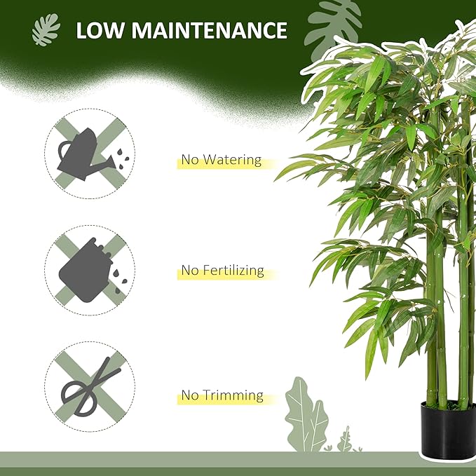 HOMCOM 4.5FT Artificial Bamboo Tree, Decorative Faux Plant in Nursery Pot for Indoor or Outdoor Decor
