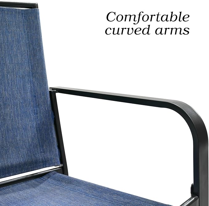 Patio Dining Chairs Set of 2 with Textilene mesh Fabric, Outdoor Space Saving Lawn Chairs for Porch Garden Backyard Poolside Sling Chairs,Blue