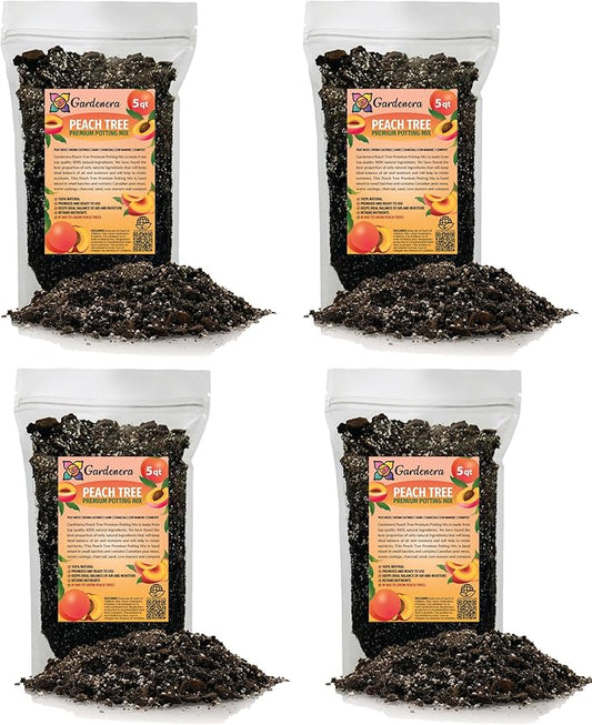 Gardenera Premium Peach Potting Soil Mix - Optimal Nutrient-Rich Blend for Thriving and Juicy Peaches - 20 Quart