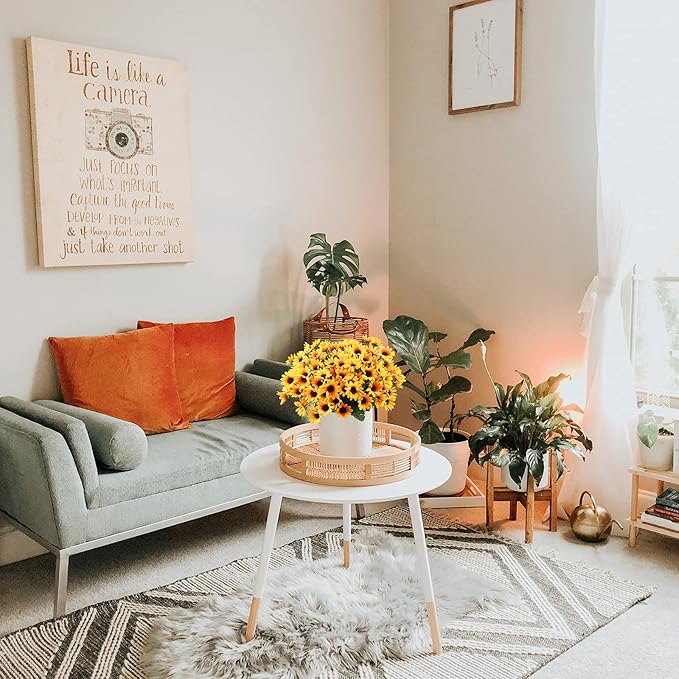 Uieke 6 Bundles Sunflowers Artificial Flowers Daisy Mums Fake Flowers Outdoor UV Resistant No Fade Fall Flowers 24 Stems Greenery Shrubs Indoor Outside Home Wedding Office DIY Garden Décor (Yellow)